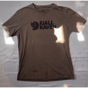 Fjallraven Mens Logo T-Shirt Brown Short Sleeve Graphic Tee Crew Neck Size L